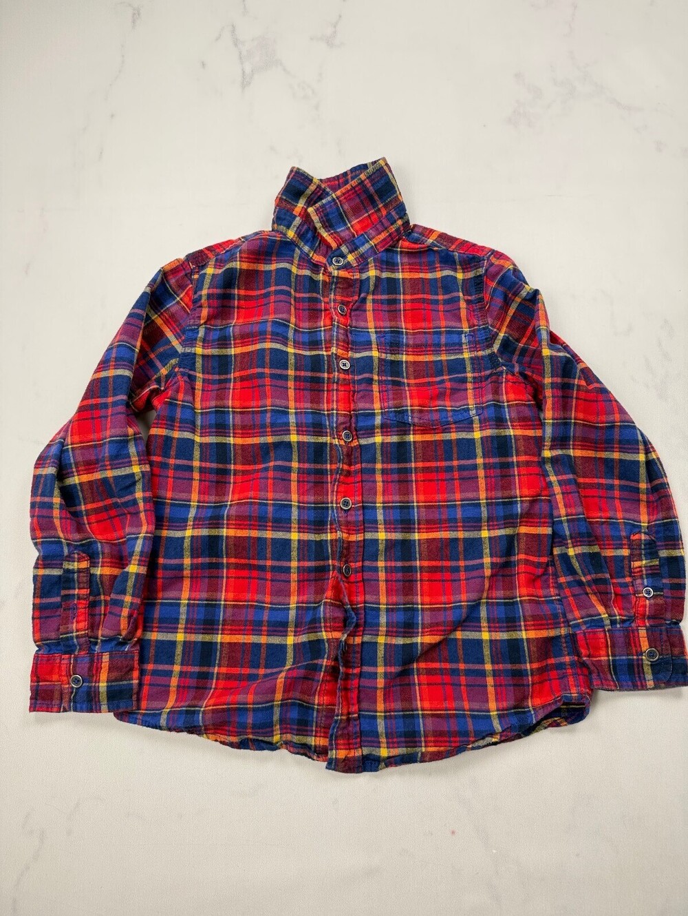 Cat & Jack Plaid Button-Up Shirt Red Modern Retro - Boys M (8/10)